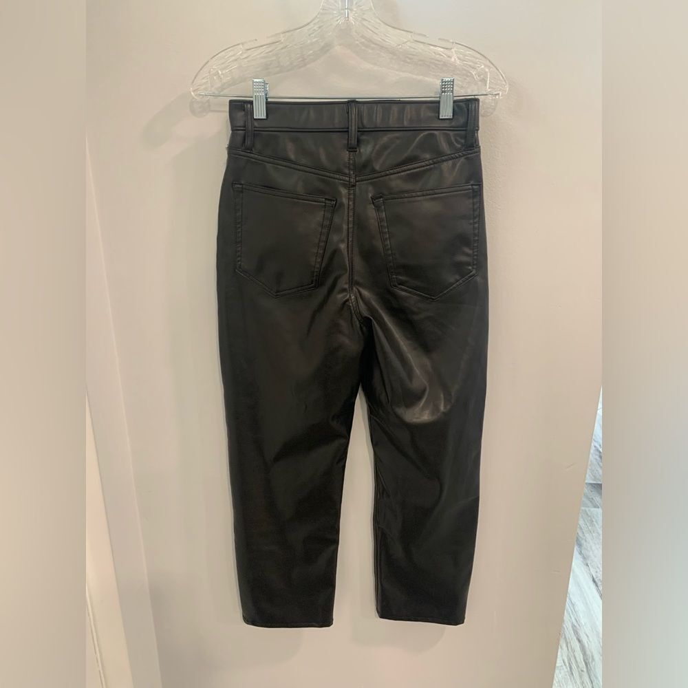 Abercrombie & Fitch Black Straight Ankle Leg faux pant with Sleek Finish - Picture 2 of 14